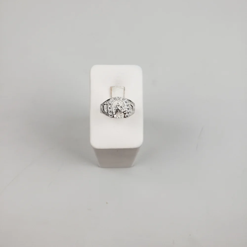 925 sterling silver men's horse with zircon ston Ring size 11.5‎ New - Picture 12 of 16